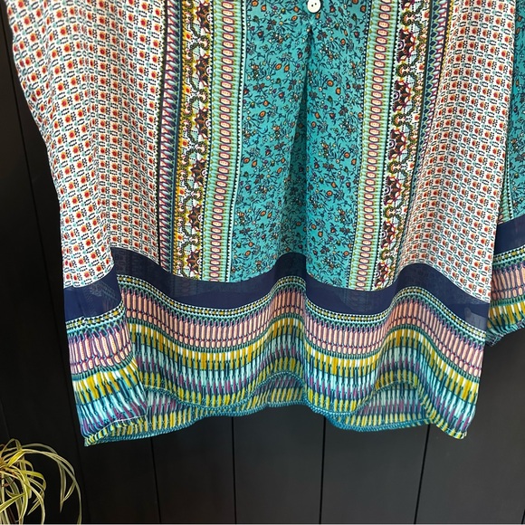 Anthropologie Fig & Flower Blouse Peasant Boho Tunic Top Semi Sheer Size XL - Picture 6 of 13
